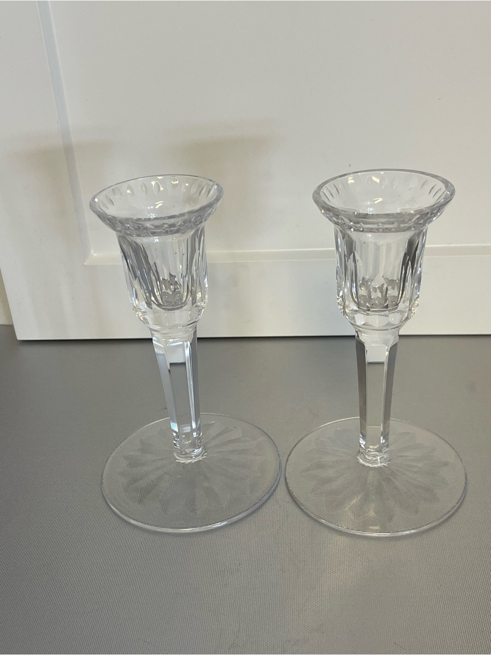Vintage Waterford Clear Crystal Candlesticks Holders - Pair of 2 - 5 5/8”